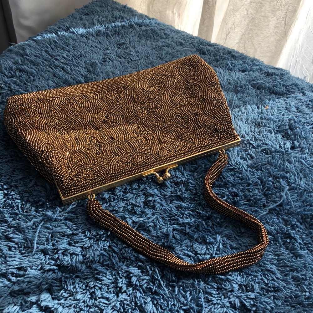 Gold beaded cocktail purse. Vintage